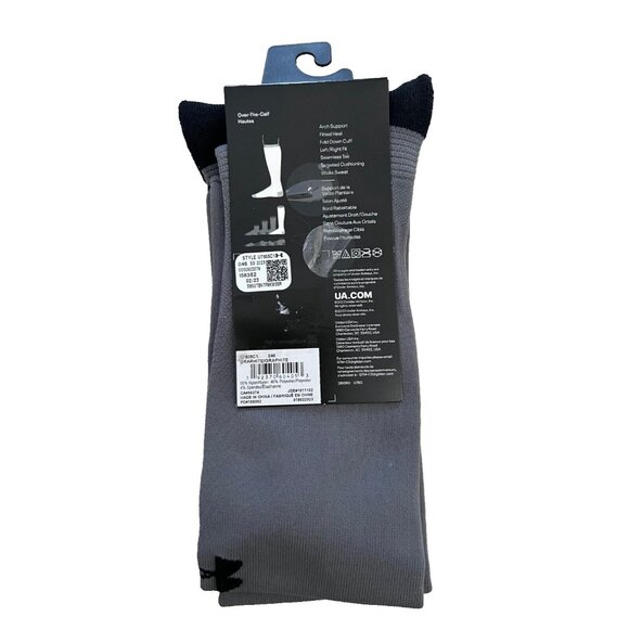 Under Armour UA Cushioned Over the Calf Soccer Socks Graphite ( 8.5-13 ) - Picture 2 of 2